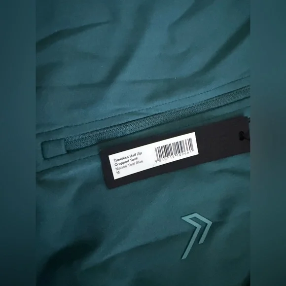NWT Oner Active TIMELESS HALF ZIP CROP TANK Marine Teal - Picture 3 of 6